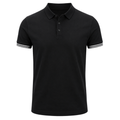 Premium Black Striped-Cuff Polo Shirt | Westton Clower