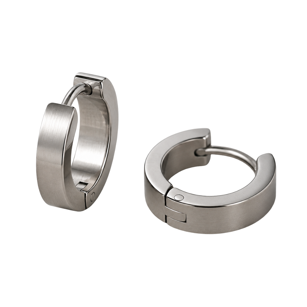 Brushed Stainless Steel Huggie Earrings – Silver | Westton Clower