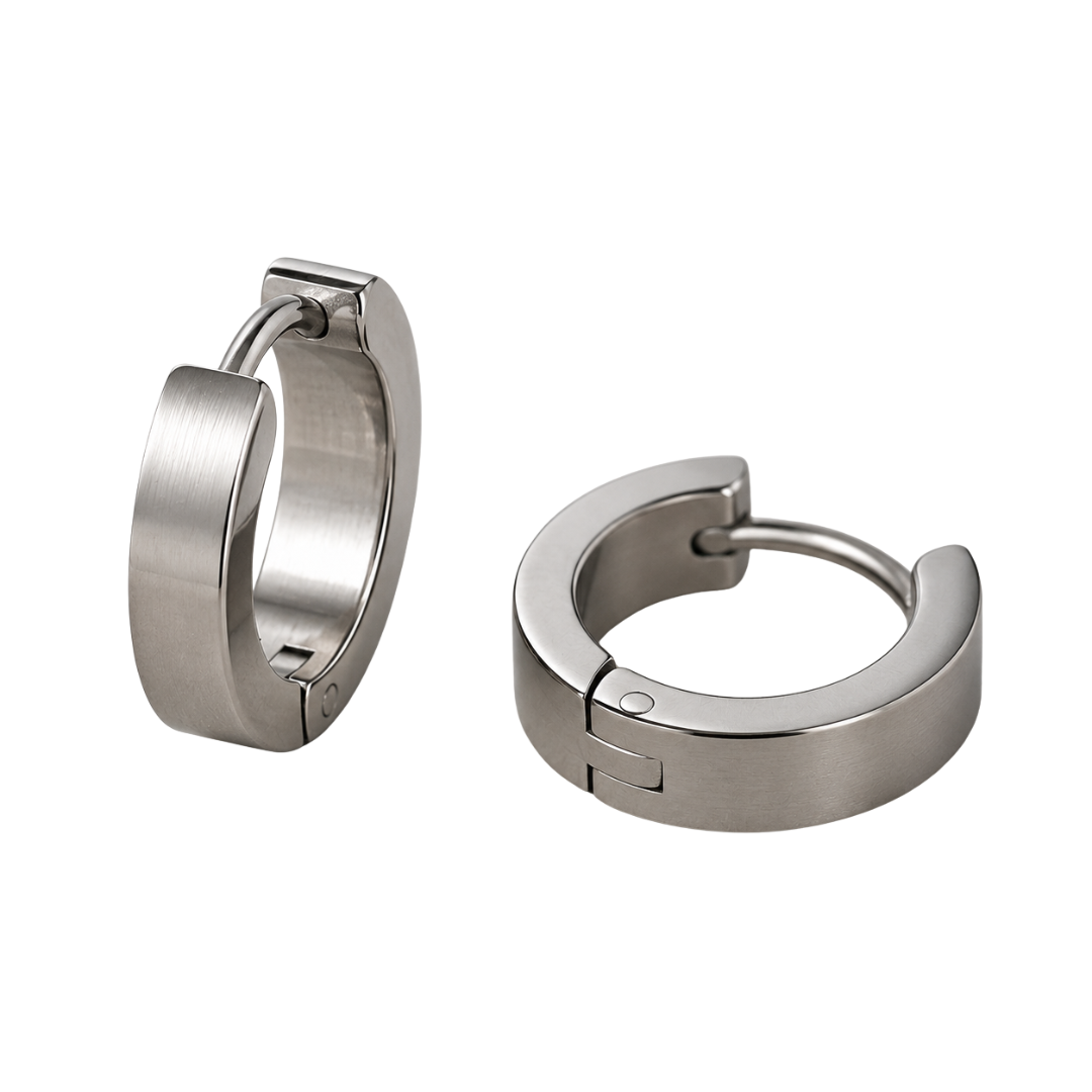 Brushed Stainless Steel Huggie Earrings – Silver | Westton Clower