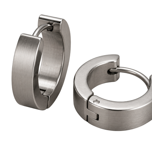 Brushed Stainless Steel Huggie Earrings – Silver | Westton Clower