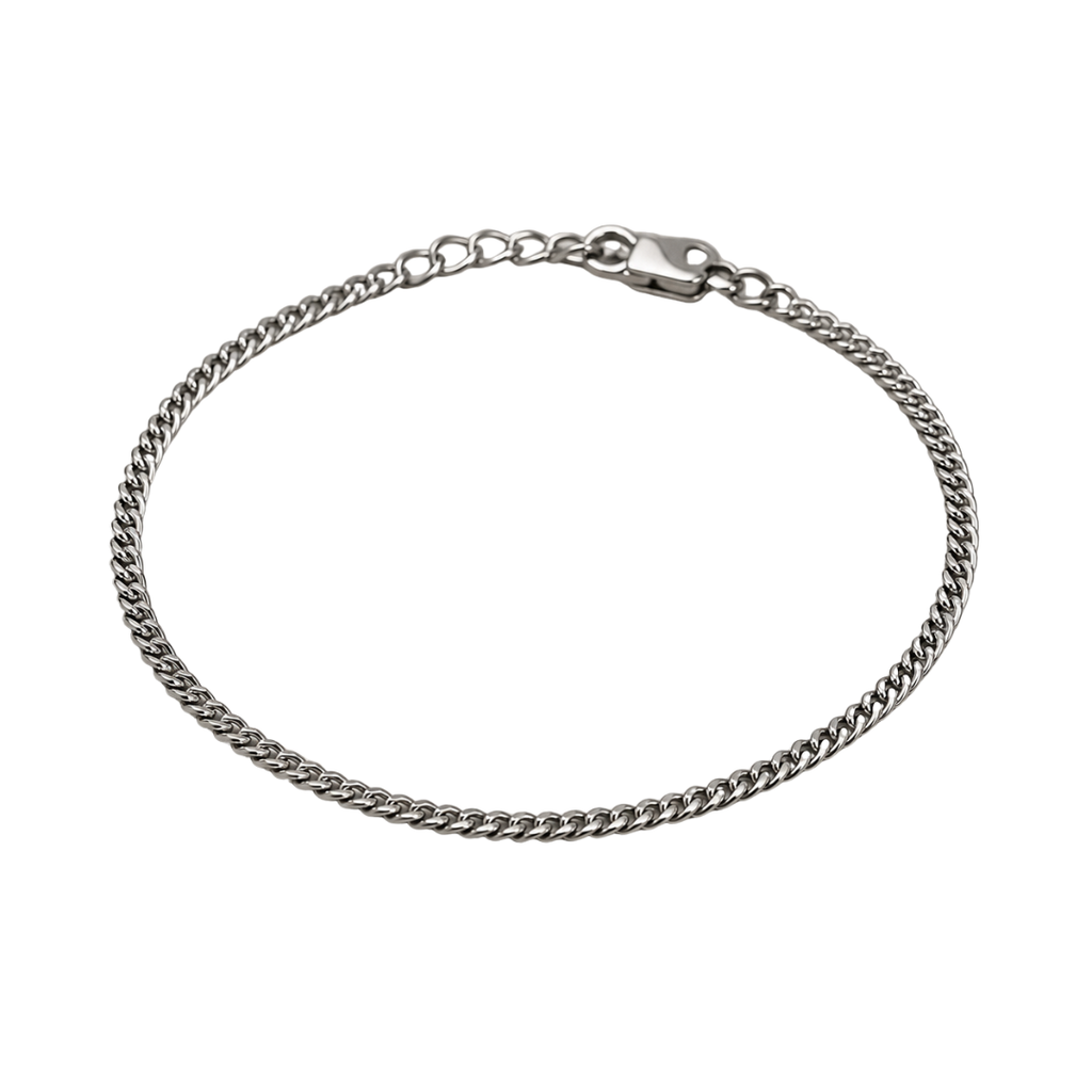 Polished Stainless Steel Fine Curb Bracelet – Silver | Westton Clower