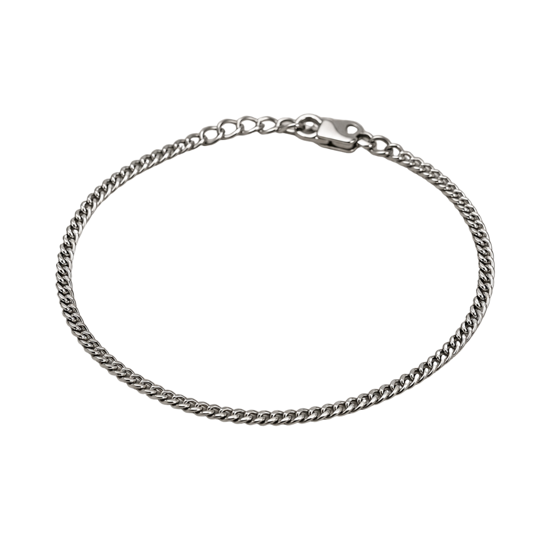 Polished Stainless Steel Fine Curb Bracelet – Silver | Westton Clower