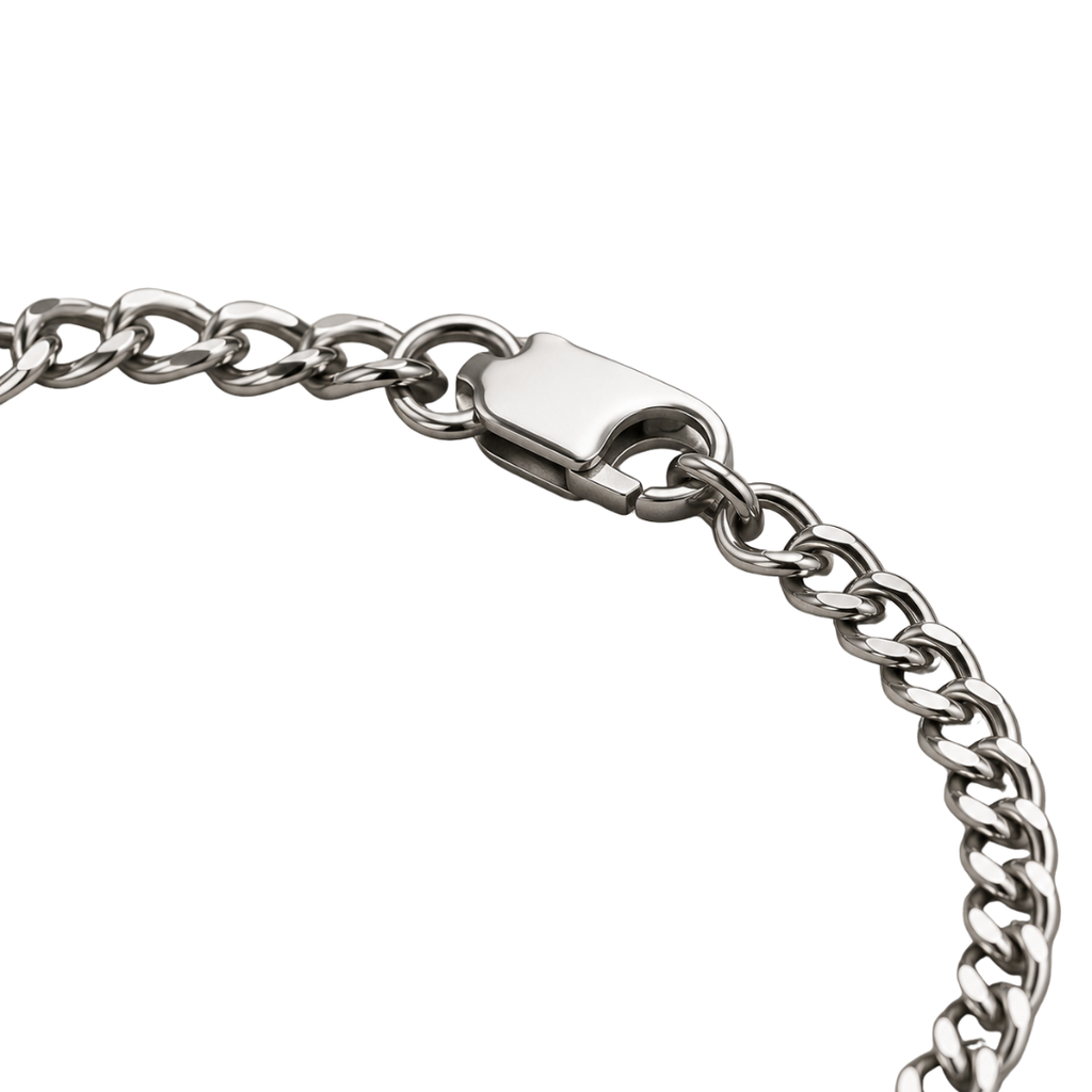 Polished Stainless Steel Fine Curb Bracelet – Silver | Westton Clower