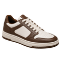 Premium Panelled Leather Trainers – Brown & White | Westton Clower
