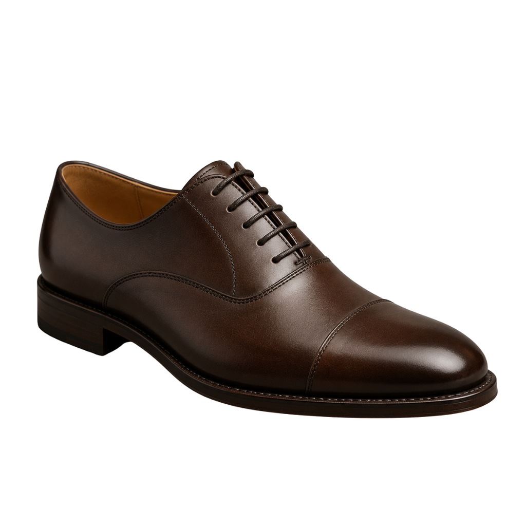 Premium Cap-Toe Leather Oxford Shoes – Dark Brown | Westton Clower