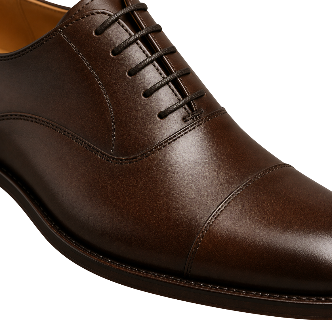 Premium Cap-Toe Leather Oxford Shoes – Dark Brown | Westton Clower