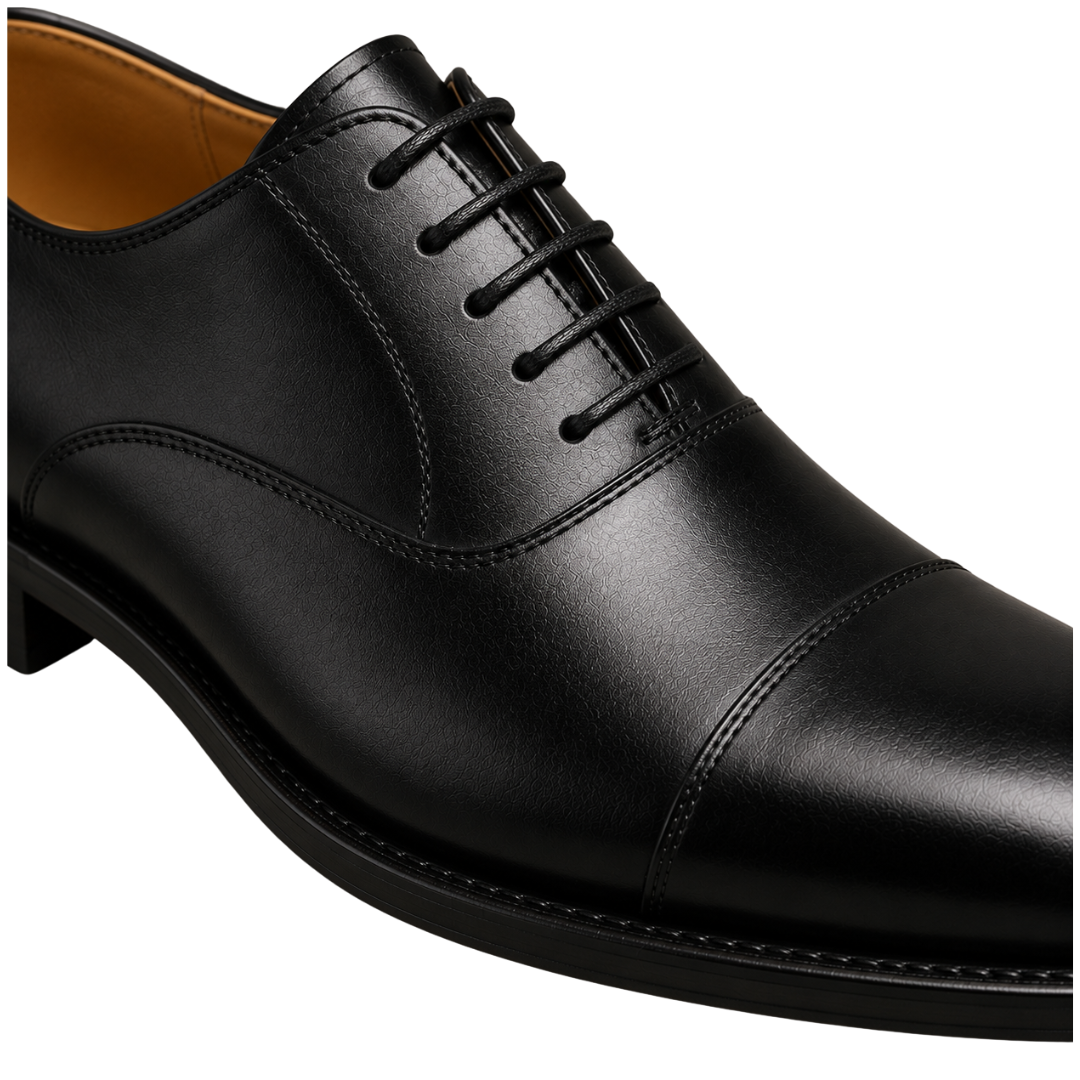 Premium Cap-Toe Leather Oxford Shoes – Black | Westton Clower
